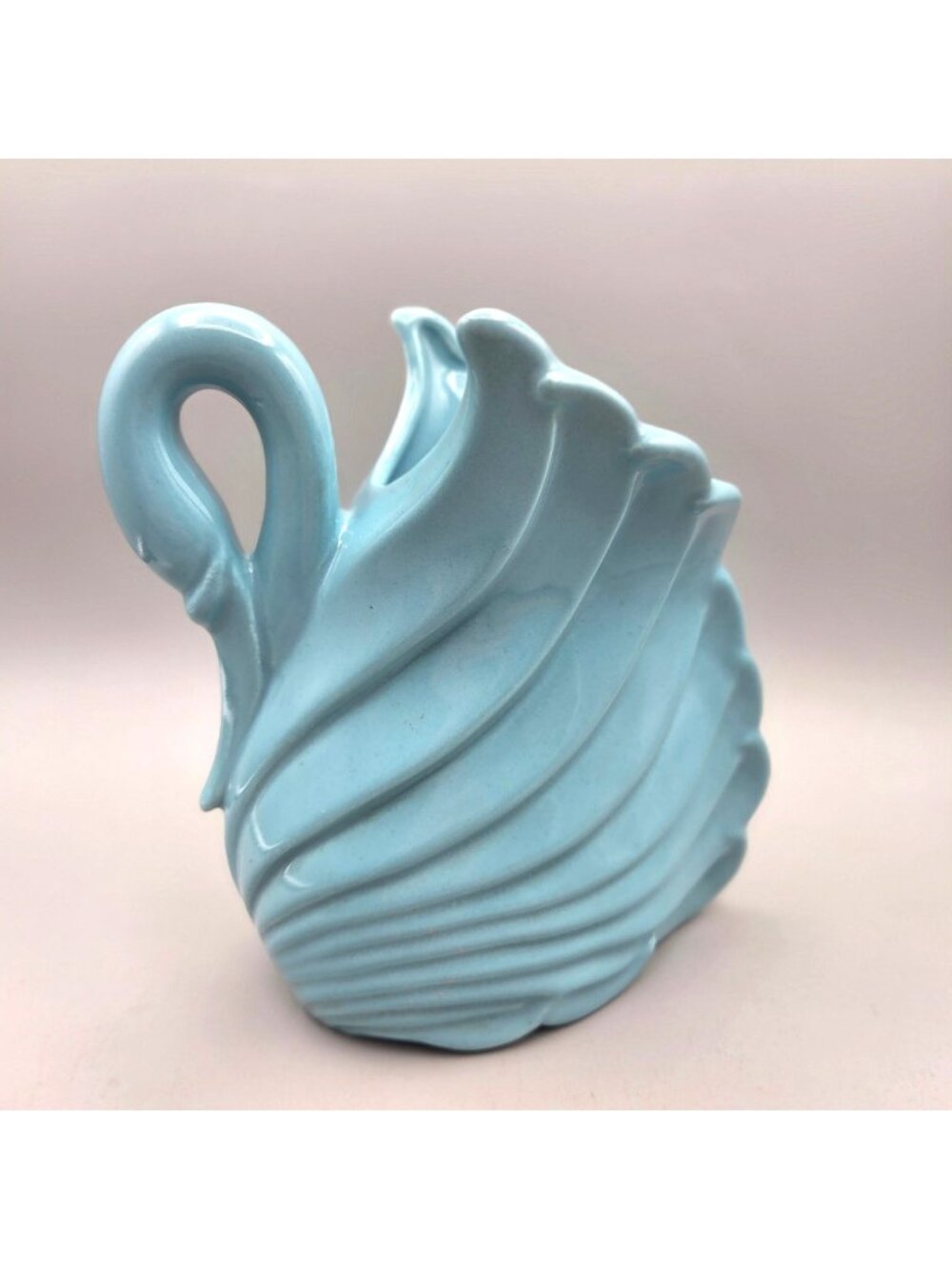 Vintage Haeger Ceramic Swan Planter Aqua Blue MCM Art Pottery Vase 7.5"